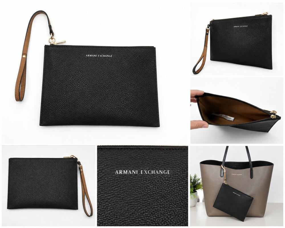 Armani Exchange Removable Zip Pouch for Large Pebbled Reversible Tote Bag